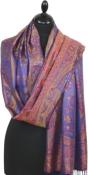 Blue-Fuchsia-Orange Silk Scarf