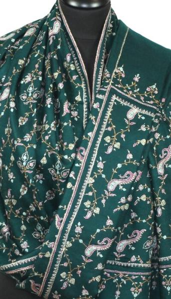 Imperial Green Embroidered Pashmina