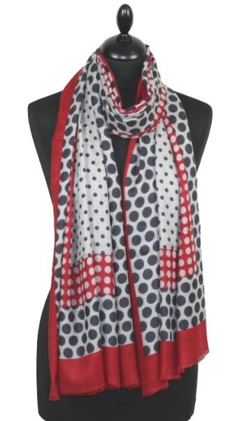 Écharpe Cachemire Rouge-Gris-Écru