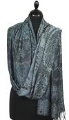 Étole Modal/Soie noir-gris-bleu