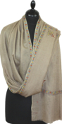 Pashmina beige gris brod main