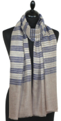 Pashmina beige-écru-indigo