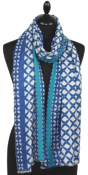 Écharpe Cachemire bleu-turquoise-écru