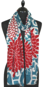 Écharpe Cachemire rouge-turquoise