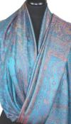 Étole en Modal/Soie Turquoise-Orange-Fuchsia