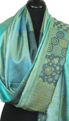Étole soie bleu-vert-gris
