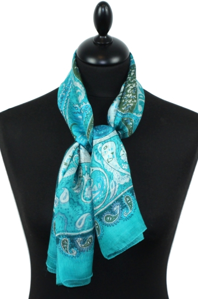 Foulard carré en soie bleu lagon