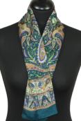 Foulard carré en soie canard-orange-vert