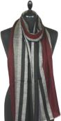 Pashmina 100% Cachemire Noir-Gris-Rouge