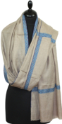 Pashmina beige gris brodé main