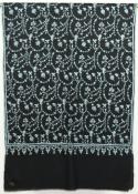 Pashmina noir brodé main