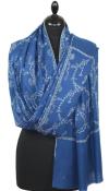 Pashmina bleu azur brodé main
