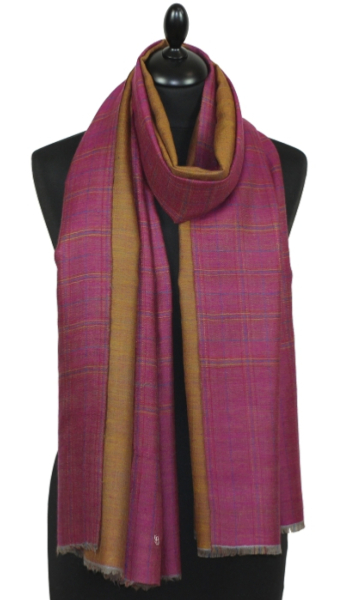 Pashmina bicolore fuchsia-bistre