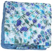 Foulard carré en soie gris bleu