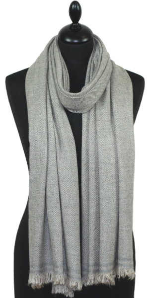 Étole laine et cachemire gris perle