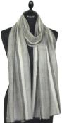 Pashmina 100% Cachemire Gris-Écru
