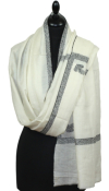 Pashmina ivoire brodé main