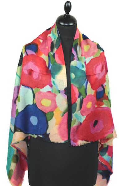 Flower Field Wool Square Scarf