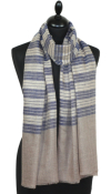 Pashmina beige-écru-indigo