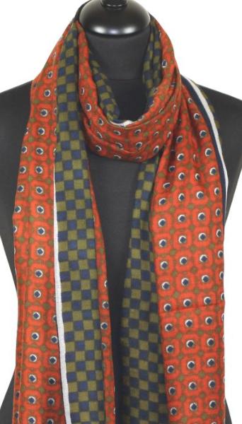 Écharpe Cachemire Brique-Vert-Marine