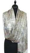 Étole en Modal/Soie Beige-Gris-Écru