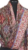 Étole Cachemire Bordeaux-Beige Floral Brodée