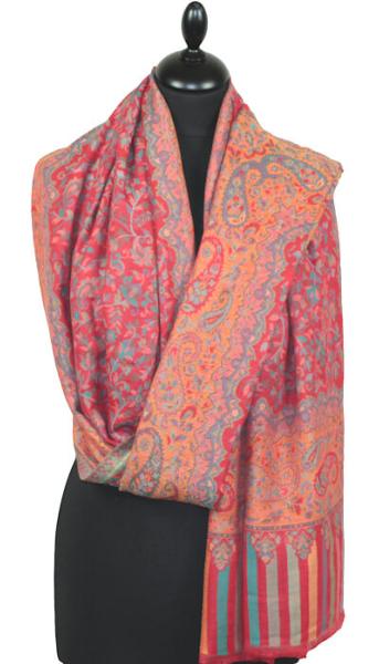 Red Cashmere Floral Kani Shawl
