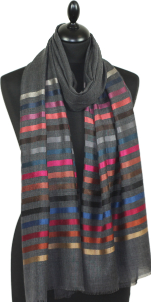 Étole Laine et Soie gris anthracite