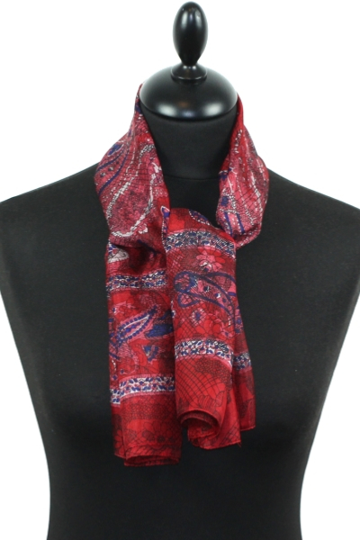 Foulard carré en soie rouge