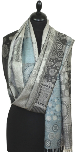 Grey-Blue-Black Silk Scarf