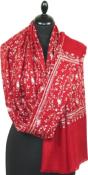 Pashmina Rouge Hermès Brodé à la Main