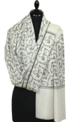 Pashmina ivoire brodé main