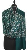 Pashmina Vert Impérial Brodé à la Main