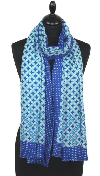 Écharpe Cachemire bleu roi-turquoise