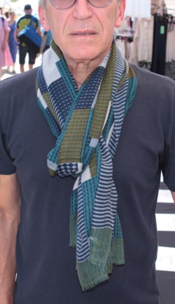 Écharpe Cachemire Vert-Gris-Marine