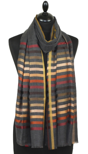 Étole Laine et Soie gris anthracite