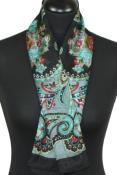 Foulard carré en soie noir-bleu-gris