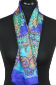 Foulard carré en soie violet-bleu-orange