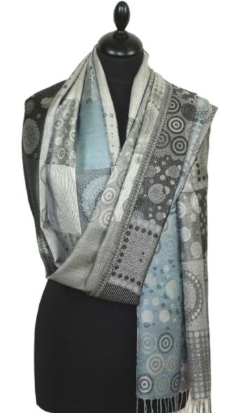 Grey-Blue-Black Silk Scarf