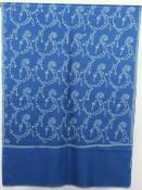 Pashmina Bleu Azur Brodé à la Main