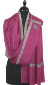 Pashmina Fuchsia Brodé à la Main