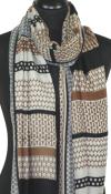 Écharpe Cachemire noir-beige-gris