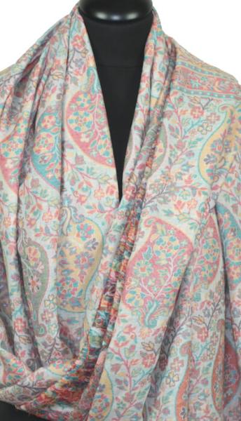 Étole Cachemire Blanc Cassé Floral Kani