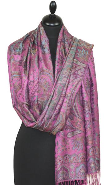 Fuchsia-Orange-Green Silk Scarf