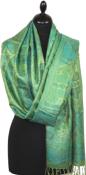 Étole en Soie Vert-Bleu-Marine