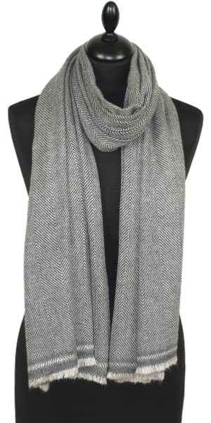 Étole laine et cachemire gris anthracite