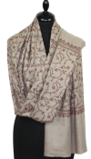 Pashmina beige gris brodé main