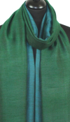 Pashmina 100% Cachemire Bicolore Vert-Turquoise