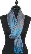 Étole en Modal/Soie Turquoise-Orange-Indigo
