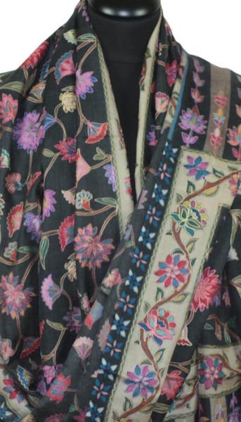 Black Embroidered Cashmere Scarf